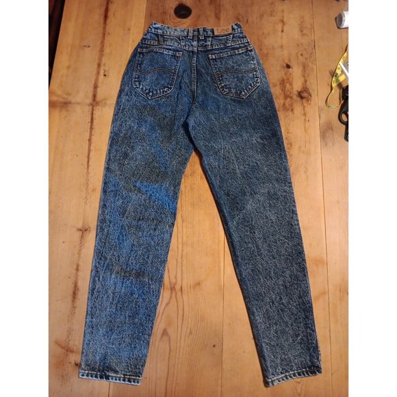 Lee Denim - Vintage Lee High Rise Mom Jeans 80s Juniors 7 Dark Blue Stone Wash Tapered Leg